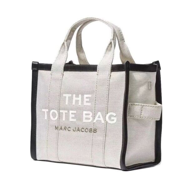 MARC JACOBS Cotton Canvas The Traveler Tote Bag Beige nwt - Picture 2 of 11